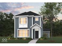 Two-story house with gray siding, white trim, and a black door at 1709 Real St, Indianapolis, IN 46240