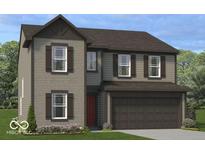 Two-story house with gray siding, brown accents, and a two-car garage at 1910 Black Oak Dr, Shelbyville, IN 46176
