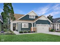 One-story craftsman style home with a two-car garage and landscaping at 194 Cline St, Westfield, IN 46074