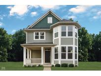 Charming two-story home featuring a cozy front porch and a distinctive bay window, set on a well-manicured lawn at 1831 Luther St, Indianapolis, IN 46203