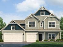 Two-story house with gray siding, white trim, and a two-car garage at 5876 Handbell Ln, Greenwood, IN 46143