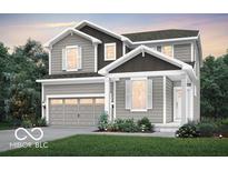 Two-story home with gray siding, white trim, and a two-car garage at 6783 Karleigh Dr, Brownsburg, IN 46112