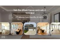 Real estate listing collage featuring exterior and interior shots of the property at 373 Brianne Ln, Danville, IN 46122