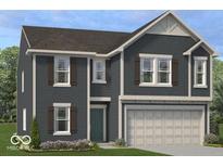 Two-story home with gray siding, neutral trim, and a two-car garage at 4730 E Shadowbrook Dr, Camby, IN 46113