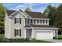 Two-story house with gray siding, black shutters, and a two-car garage at 359 N Grand Oak Dr, Mooresville, IN 46158
