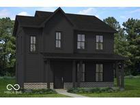 Charming two-story home with black exterior, covered front porch, and landscaped yard at 9345 Anthem Ave, Plainfield, IN 46168