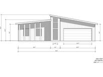 East elevation architectural drawing featuring garage and window spacing at 2689 Pearl St, Columbus, IN 47201