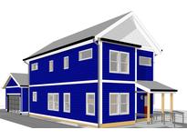 Perspective rendering of a two-story home with a separate garage, showing the structure's overall design at 1305 W 23Rd St, Indianapolis, IN 46208