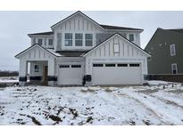 New two-story home showcasing a bright white facade and a convenient two-car garage at 3826 Andean Dr, Bargersville, IN 46106