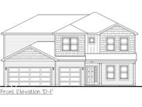 New construction rendering of a two-story home with a two-car garage and classic architectural details at 5546 Tart Blvd, Indianapolis, IN 46239