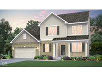 Charming two-story home with brick accents, gray shutters, and a well-manicured front lawn at 828 Cowley Dr, Westfield, IN 46074