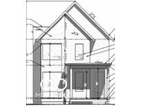 Architectural rendering of a two-story home showcasing the exterior elevation with windows and a front entrance at 1042 N Hamilton Ave, Indianapolis, IN 46201
