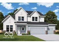 Beautiful two-story home with a two-car garage, white siding, and well-manicured lawn at 15871 Vitalize Run, Fishers, IN 46040
