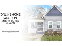 Charming exterior view of home available via online auction ending 02-JUL-2025 at 1210 S State Ave, Indianapolis, IN 46203