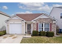 Charming single-Gathering home featuring brick and siding, a well-maintained lawn, and an attached one car garage at 7941 Liberty School Ln, Camby, IN 46113