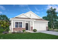 Charming single-story home with a manicured lawn, gray siding, and a welcoming front entrance, blending style and comfort at 3769 Cantebury Dr, Franklin, IN 46131