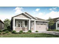 Charming single-story home featuring a covered porch, attached garage, and landscaped front yard at 19574 Boulder Brook Ln, Westfield, IN 46074