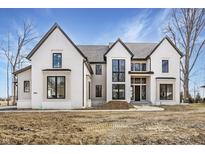 Stunning new construction home with a painted brick exterior and black trim windows at 3787 Cherwell Dr, Zionsville, IN 46077