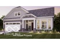 Charming single-story home with gray siding, covered porch, and attached garage at 9163 Bryce Cir, Zionsville, IN 46077
