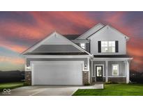Charming two-story home featuring a spacious garage, classic shutters, and a beautifully landscaped lawn at 250 Evening Bay Ct, Pendleton, IN 46064