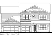 Two-story home featuring horizontal siding, double garage, and a front door with sidelights at 5534 Tart Blvd, Indianapolis, IN 46239