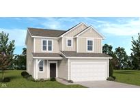 Charming two-story home with neutral siding, a covered front porch, and an attached two-car garage at 8711 Hollander Dr, Camby, IN 46113