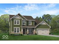 Charming two-story home features a brick-accented facade, attached two-car garage, and a welcoming front porch at 6869 W Buck Stone Dr, McCordsville, IN 46055