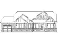 Detailed drawing of a charming single-story house with a garage and inviting front porch at 6794 Renoir Way, Avon, IN 46123