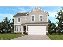 Charming two-story home with neutral siding, a two-car garage, and a well-manicured lawn at 1147 Stubble Run, Danville, IN 46122