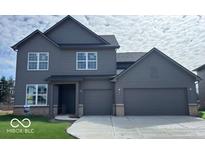 New construction, two-story home with a two car garage and gray siding and trim at 7215 Barrett Dr, Brownsburg, IN 46112
