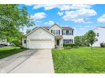 Charming two-story home with a well-manicured lawn and inviting curb appeal under a bright sky at 286 Fairfax Ln, Greenwood, IN 46142