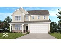 Charming two-story home with a two-car garage, inviting front porch, and neutral color palette at 279 Commodore Dr, Pittsboro, IN 46167