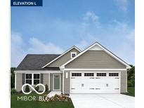 Charming single-story home featuring a two-car garage, gray siding and a welcoming front door at 2334 Black Rock Cir, Lebanon, IN 46052