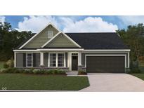 Charming single-story home with stone accents, gray siding, and a two-car garage at 6203 Hampton Walk Blvd, McCordsville, IN 46055