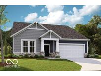 Charming home showcasing shingle and horizontal siding, a covered porch, and an attached two-car garage at 588 Bluestem Ln, New Whiteland, IN 46184