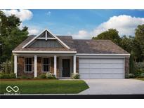 Inviting single story home with a 2-car garage, neutral brick, and covered entry at 320 Atlas Dr, Lebanon, IN 46052