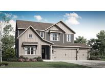 Charming two-story home featuring a three-car garage, neutral color palette, and stylish architectural details at 2243 Hemlock Cir, Greenfield, IN 46140