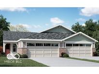 Charming single-story home with a brick facade, gray roof, and a two-car garage, offering comfortable suburban living at 7338 Broadview Ln, McCordsville, IN 46055