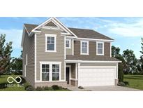 Charming two-story home with neutral siding, white trim, and an attached two-car garage at 4785 E Shadowbrook Dr, Camby, IN 46113