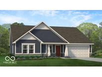 Charming single-Gathering home featuring a two-car garage, landscaped front yard, and inviting entrance at 284 N Bur Oak Dr, Mooresville, IN 46158