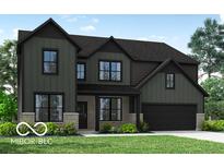 New construction two-story home featuring a two-car garage and craftsman-style details with a professionally landscaped lawn at 6462 Stone Side Dr, Plainfield, IN 46168
