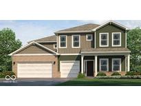 Charming two-story home with a brick and siding exterior, a three-car garage, and a well-manicured lawn at 2287 Oakmont Dr, Plainfield, IN 46168