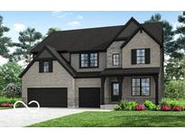 Charming two-story home with brick and siding, black trim, and an attached two-car garage at 6269 Stone Side Dr, Plainfield, IN 46168