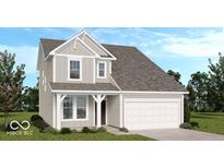 Charming two-story home with light siding, white trim, and an attached two-car garage at 8715 Hollander Dr, Camby, IN 46113