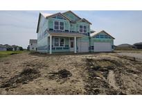 Two-story home under construction, showcasing the framing and initial exterior, along with an attached two-car garage at 2271 Oakmont Dr, Plainfield, IN 46168