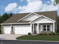 Charming single-Gathering home featuring a brick facade, three-car garage, and manicured lawn at 2339 Pine Valley Dr, Plainfield, IN 46168