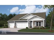Charming single-story home with a three-car garage, landscaped lawn, and inviting entrance at 2339 Pine Valley Dr, Plainfield, IN 46168