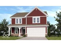 Inviting two-story home featuring white trim, a covered porch, and a spacious two-car garage at 444 Weaver Ln, Pittsboro, IN 46167