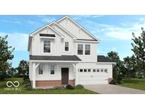 Beautiful white two-story home with a covered front porch and an attached two-car garage at 13406 Vickery Ridge Dr, Fishers, IN 46037