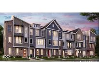 Charming townhome exteriors showcasing diverse architectural styles and inviting curb appeal in a Primary planned community at 7343 Bayview Run # 11-604, McCordsville, IN 46055